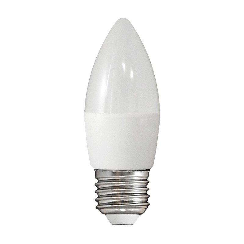 Лампа светодиодная LED E27, свеча C37, 8Вт, 4000К, хол. белый свет