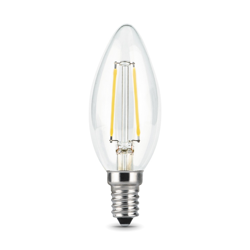 Лампа филаментная LED E14, свеча С35, 9Вт, 4100К, хол. белый свет