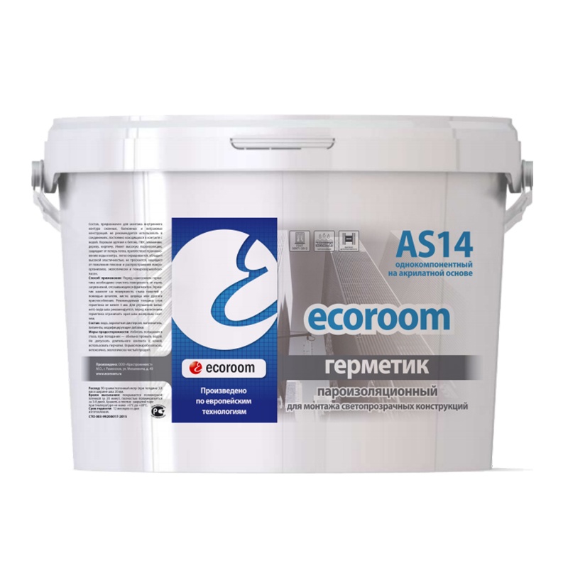 Герметик акриловый Ecoroom AS-14 пароизоляционный, белый (7 кг)