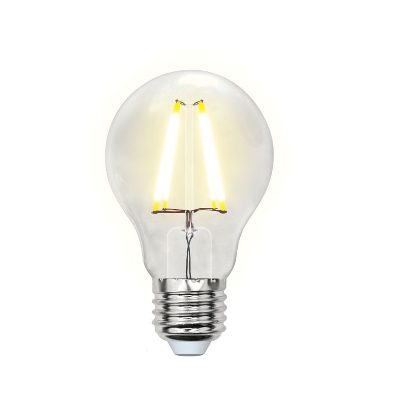 Лампа филаментная LED E27, груша А60, 8Вт, 4000К, хол. белый свет