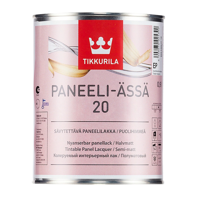 Лак интерьерный для стен Tikkurila Panelli-Assa 20 ЕР полуматовый (0,9 л)