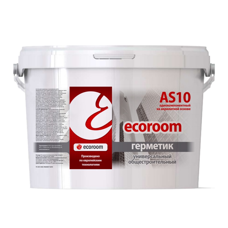 Герметик акриловый Ecoroom AS-10 универсальный общестроительный, белый (7 кг)