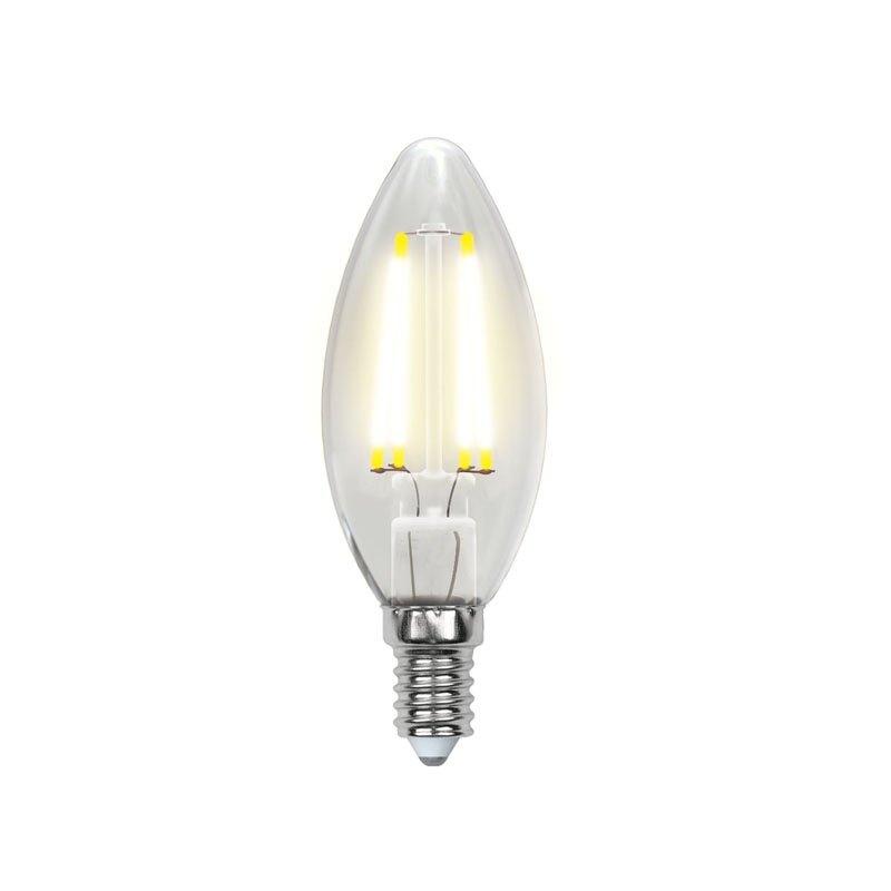 Лампа филаментная LED E14, свеча С35, 6Вт, 3000К, теплый белый свет